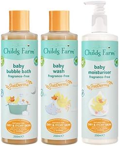 Childs Farm | Baby OatDerma Regime Bundle | OatDerma Baby Moisturiser, Wash & Bedtime Bubbles 250ml | Suitable for Newborns with Dry, Itchy & Eczema-Prone Skin, Clear