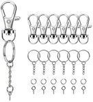 160PCS Swivel Snap Hook with Key Chain Rings Set- 40PCS Swivel Lobster Clasp, 40PCS Key Rings with Chain, 40pcs Jump Rings and 40pcs Screw Eye Pins for Keychain Lanyard, Crafts and Jewelry Making