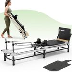 PAETA Pilates Reformer, 91" Foldable Reformer Pilates Machine with Adjustable Reformer Heights, Pilates Equipment with Piano Wire Spings and Jump Boards(Black)