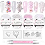 Makartt Solid Builder Nail Gel Trial Kit for Nail Extension, 3D Nail Art Decor DIY Hard Gel Nail Kit with Silicone Molds Sculpting Nail Art Brush 4 Colors Solid Gel