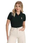 U.S. POLO ASSN. Women's Solid Slim Polo Shirt (UWAW23TSH043_Green_M)