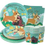 Corgi Birthday Party Supplies (Serves 24) Dinner Plates, Dessert Plates, Cups, Napkins. Dog Birthday Decorations for Kids, Boys, Girls and More. Puppy Birthday Party Decorations