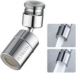 Flybath Kitchen Sink Faucet Aerator Bathroom Basin Sprayer Dual-Function 2-Flow Faucet Tap Attachment Extended Splash Proof 360° Swivel Water Bubbler Nozzle Filter, Brass Polished Chrome