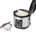 Starfrit Electric Rice Cooker - 14 Cups - Steamer Basket, Measuring Cup & Service Spoon - 500W - Silver