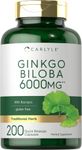 Ginkgo Biloba Capsules | 6000mg | 200 Count | by Carlyle