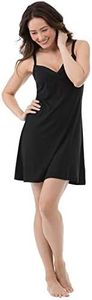 PajamaGram Naturally Nude Womens Pajamas Night Gown - Silky Sexy Night Gowns for Woman - Pajamas for Women Soft Dress for Women Ladies Pajama Sleeveless Chemise Sleep Dress, Satiny Black, SM