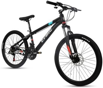 CYBIC 24 inch Mountain Bike for Man, Aluminum Frame, Suspension Fork, Disc Brake, 24 inch Bicycle, Multiple Colors for Adults (24IN, Black)