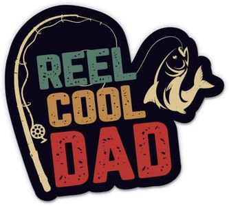 Reel Cool Dad Sticker - 3" Laptop Sticker - Waterproof Vinyl for Car, Phone, Water Bottle - Fisherman Dad Decal