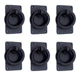 Adonai Hardware "Adonikam" Antique Heavy Duty Cast Iron Front Entry Sturdy Ring Medieval Door Knockers (6 Pack, Matte Black) for Vintage Wooden Barn Shed Doors, Gates, Fences, Furniture and Farmhouse