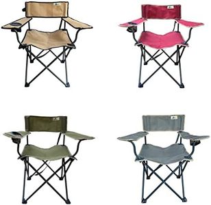 Star Portable Folding Camping Chair with Arm Rest Cup Holder, Has an Alloy Steel frame and easy clean polyester fabric (Colour- Grey)