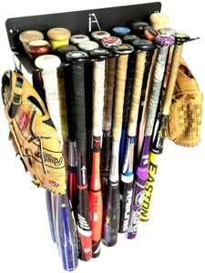 IRON AMERICAN XXL Series 21 Baseball Bat/Ball/Glove Fence and Wall Bat Storage Rack, Baseball Bat Wall Mount Bat Caddy - 16.75 x 6.5 x 2.5 Inches, Hardware Included