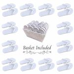 Kate Chesters Art 20-100 Pairs White Wedding Flip Flops Bulk | Basket Included | Wholesale Wedding Guest Shoes One Size Fits All