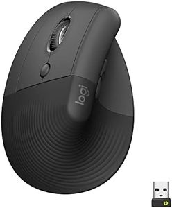 Logitech Lift Left Vertical Ergonomic Mouse, Left-Handed, Wireless, Bluetooth or Logi Bolt USB, Quiet clicks, 4 Buttons, Compatible with Windows/macOS/iPadOS, Laptop, PC - Grey
