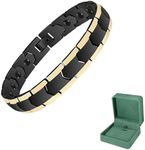 Biancat Prostapower Magnetic Copper Band, Fashion Bracelets Copper Bracelet, Adjustable Length Simple and Fashionable Quantum Magnetic Bracelet with Jewelry Box (Black-Gold,Adjustable)