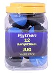 Python RG Multi Colored Racquetballs (Value Pack - 12 Ball Jug/Endorsed by Racquetball Legend Ruben Gonzalez!)(Black/Blue)