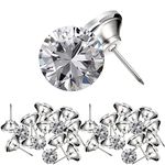 Crystal Upholstery Buttons 25 mm Crystal Upholstery Tacks Clear Crystal Head Upholstery Nails Imitate Diamond Buttons for Sewing DIY Sofa and Wall Decor (30 Pieces)