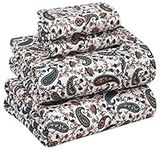 100% Cotton Sheets for Queen Size Bed - Crispy Cooling Percale Sheets - Breathable & Durable Queen Sheet Set - 16 Inches Deep Pocket Queen Size Sheets - Teal Paisley - 4 Pieces