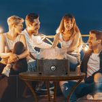 COSIEST 12" Tabletop Fire Pit, CSA Certified Outdoor Propane Fireplace w Magnesium Oxide Round Base, 40,000 BTU Stainless Steel Burner, Glass Rocks, Glass Wind Guard, Fits 20lb Tank Outside