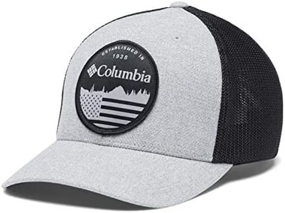 Columbia Unisex Mesh Ball Cap, Columbia Grey Heather/Black/Flag, Large/X-Large