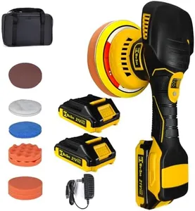 Cordless Car Buffer Polisher kit with 21V 2 X 2.0Ah Rechargeable Batteries,6 Inch Car buffer Waxer Kit, 6 Variable Speed 5500RPM Car Buffer Polisher for Car Detailing/Polishing/Waxing