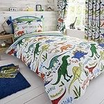 Happy Linen Company Kids Boys Girls Dinosaur Park Jurassic T-Rex Dino Green Reversible Single Bedding Duvet Cover Set