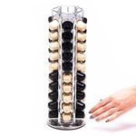 Peak Coffee Capsule Holder Stand Compatible for 60 Nespresso Original Line Pods - Revolving Tower Rack Dispenser for Storage & Organisation - Modern Chrome Finish - 360 Degree Revolving