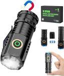 Clearhill Mini Flashlight,USB C Rechargeable Magnetic Flashlight with Clip -2000 Lumens Pocket Flashlight, 6 Light Modes,Two Size Variable,Small Flashlight for EDC,Camping,Hiking and Emergency(S450)