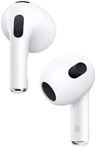 Apple AirPods (3rd Generation) Wireless Ear Buds, Bluetooth Headphones, Personalized Spatial Audio, Sweat and Water Resistant, Lightning Charging Case Included, Up to 30 Hours of Battery Life