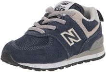 New Balance Baby Boys 574 Core Bungee Sneaker, Navy/White, 3 Infant