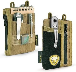 VIPERADE VE18-S EDC Pouch, Pocket Organizer Pouch for Men, EDC Pocket Organizer Pouch, 3 Slots with 2 Zipper Pockets, EDC Pouch Multitool Pouch (Tan)