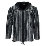 LOUDelephant Fleece Lined Brushed Gheri Cotton Hooded Jacket Cardigan - Black Diamond (X-Small)