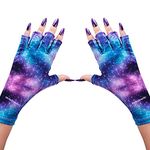 MelodySusie Protection UV Glove for Nail Lamp, Professional UPF50+ Gel Manicure Gloves, Starry Night Nail Art Skin Care Fingerless Gloves Protect Hands from UV Harm,Party Cosplay Holiday Costume…