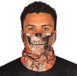S A Company Single UV Face Shield | UV 30+ Multipurpose Neck Gaiter Balaclava for Adults | Forest Camo Skull