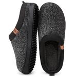 MERRIMAC Men's Slip-on Slippers Comfy Memory Foam Non-slip Indoor House Shoes Black,10-11 US