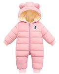 Minizone Baby Snowsuit Winter Hooded Romper, Warm Pramsuit Baby Coat Jumpsuit Zipper Bodysuits Infant Clothes Outfits Boys Girls 9-12 Months