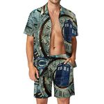 Doctor Dr Who Police Box Mice Men's Hawaiian Sets Short Sleeve Beach Shirt And Shorts 2 Piece Outfits