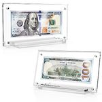 Dollar Bill Frame, Currency Display Holder for Collectors, Acrylic Display Case, Money Ticket Protector Frame for Collection and Gift for Birthday,7.8 x 4.1inch,2PCS