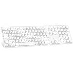 Bluetooth Keyboard for Mac os, OMOTON KB515 Full-sized Wireless Keyboard for Apple MacBook Pro/Air, iMac, iMac Pro, Mac Mini/Pro, Battery-powered, Multi-Device, QWERTY UK Layout (White)