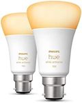 Philips Hue White Ambiance Smart Bulb Twin Pack LED [B22 Bayonet Cap] - 1100 Lumens (75W Equivalent). Compatible with Alexa, Google Assistant and Apple Homekit