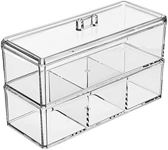 2 livelli Organizer trucchi con coperchio, Pratico portatrucchi per cosmetici, Contenitore porta trucchi trasparente per il bagno, Organizer Make Up, Porta Trucchi in Plastica