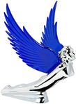 GG Grand General 48107 Blue 8 X 8 inches Chrome Flying Goddess Hood Ornament with Windriders