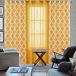 HOMEMONDE 7 Feet Combo Curtains Set of 4, Transparent & Thick Curtain for Living Room Big Panels Drapes, (Yellow - 84 Inches)