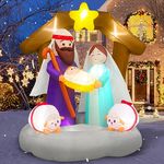 MICOCAH 6FT Christmas Inflatables Nativity Scene Outdoor Decorations, Build-in LED Lights The Birth of Jesus Scene Blow Up Yard Decoration for Holiday Xmas Party Indoor Lawn Christmas Eve Décor