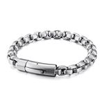 AmDxD Premium Bracelet for Men Stainless Steel Pea Chain Couple Bracelet Gift Birthday Valentine's Day for Him, 220x8mm, Stainless Steel, No gemstone.