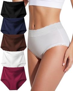 SDEOER Cotton Underwear for Women High-Waisted Ladies Panties Brief 5 Pack