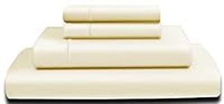 AURAA 600 Thread Count American Supima Long Staple Cotton Sheet Set, 4 Piece Set, Sateen Weave, Hotel Collection Soft Luxury Bedding, Fits Upto 16" Deep Pocket (Queen, Ivory)