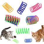 Petnice 12 Pcs Cat Colorful Springs Toys, Cat Creative Toys for Kittens, BPA Free Durable Heavy Plastic Interactive Toys to Kill Time and Keep Fit for Swatting, Biting, Hunting Kitten Toys