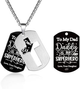P.BLAKE To My Dad Dog Tag Cross Necklace from Daughter, Stainless Steel Cross Pendant Father's Day Christmas Christian Religious Valentines Day Gifts Jewelry Gifts for Daddy Father