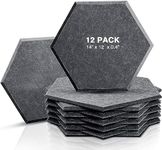12 Pack Set Hexagon Acoustic Absorption Panel, 12 X 14 X 0.4 Inches Acoustic Soundproofing Insulation Panel Beveled Edge Tiles, Great for Wall Decoration and Acoustic Treatment (Dark Grey)