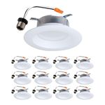 HALO LTE 4 Inch LED Recessed Lighting, 12 Pack, Dimmable Baffle Trim Retrofit Can Lights, 3000K Bright White, 8W=65W, 620 Lumens, Wet Rated, UL & FCC Certified